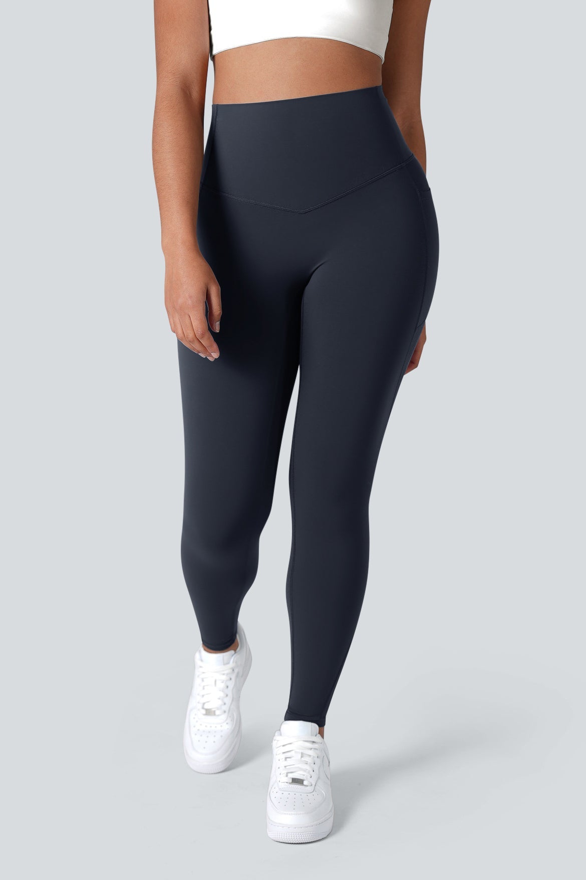 High Waisted Tummy Control Side Pocket Shaping Training Leggings