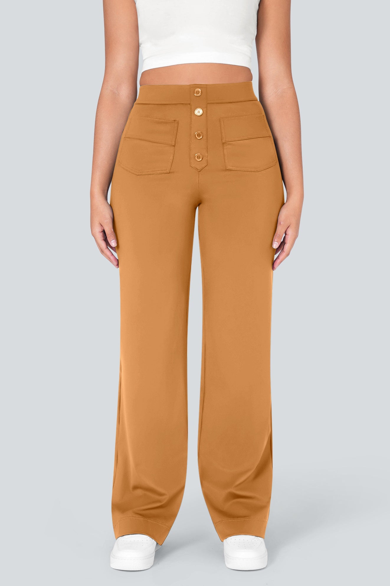High waisted elastische casual broek