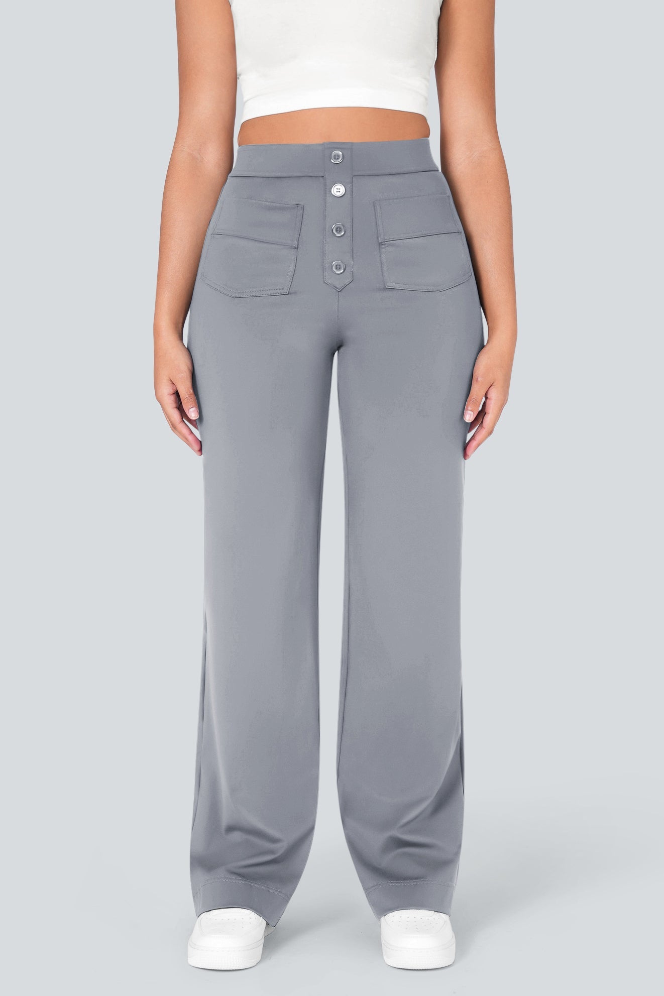 High waisted elastische casual broek