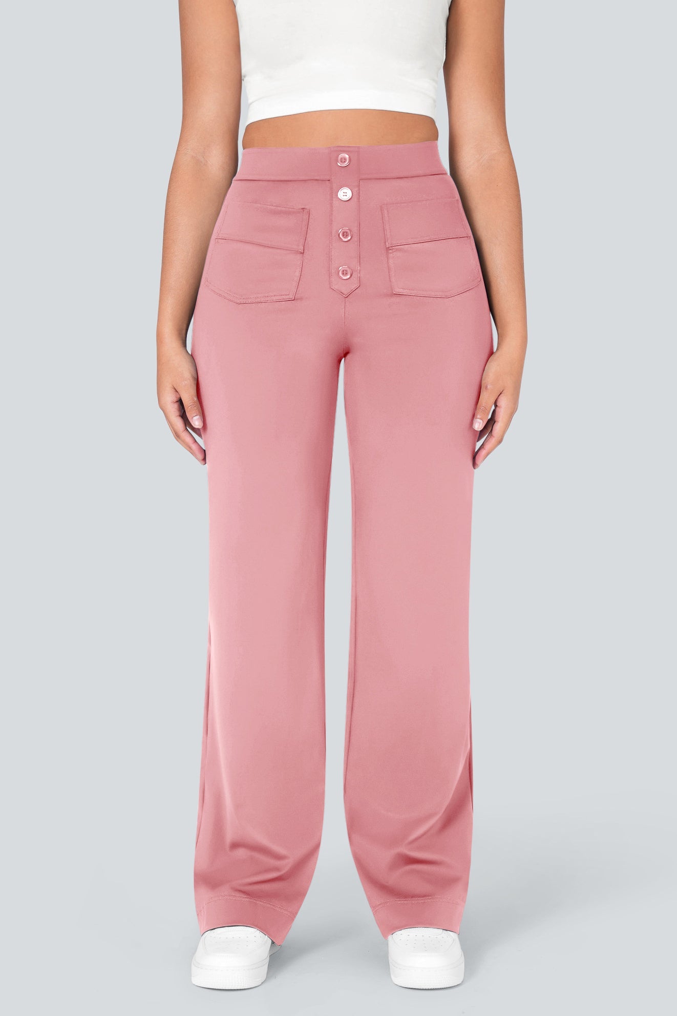 High waisted elastische casual broek