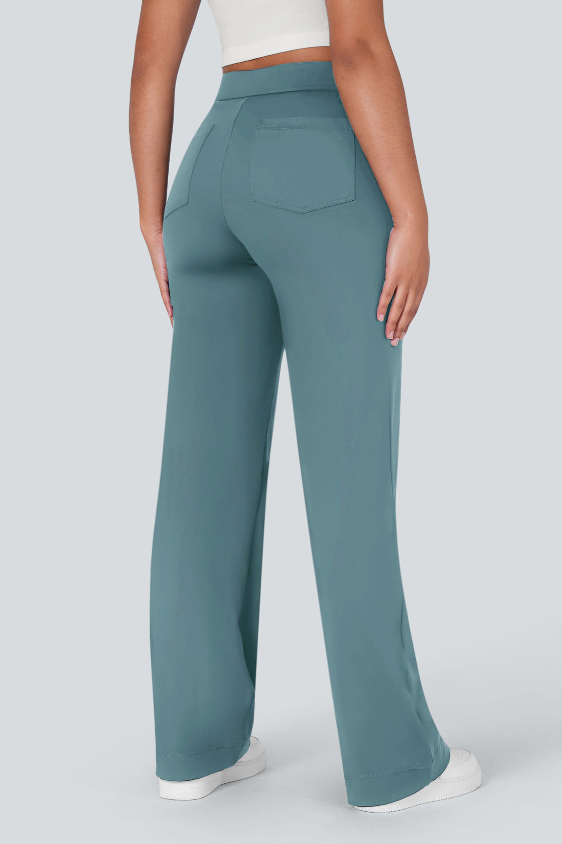 High waisted elastische casual broek