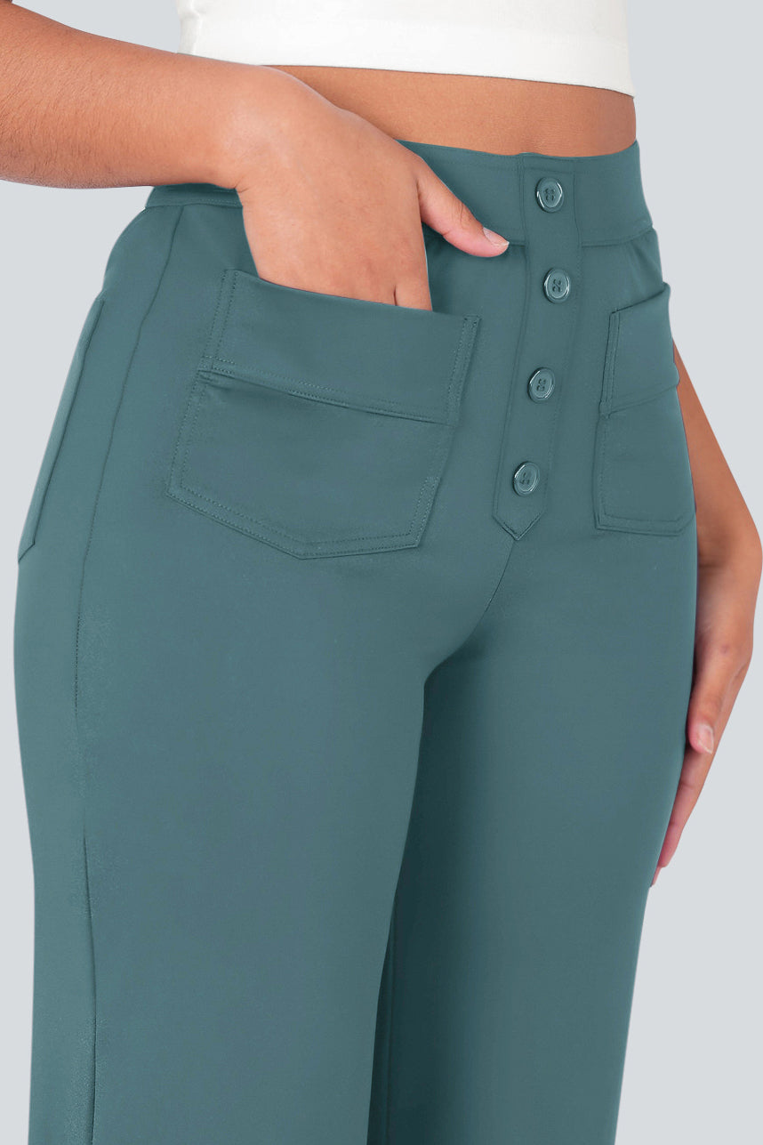 High waisted elastische casual broek