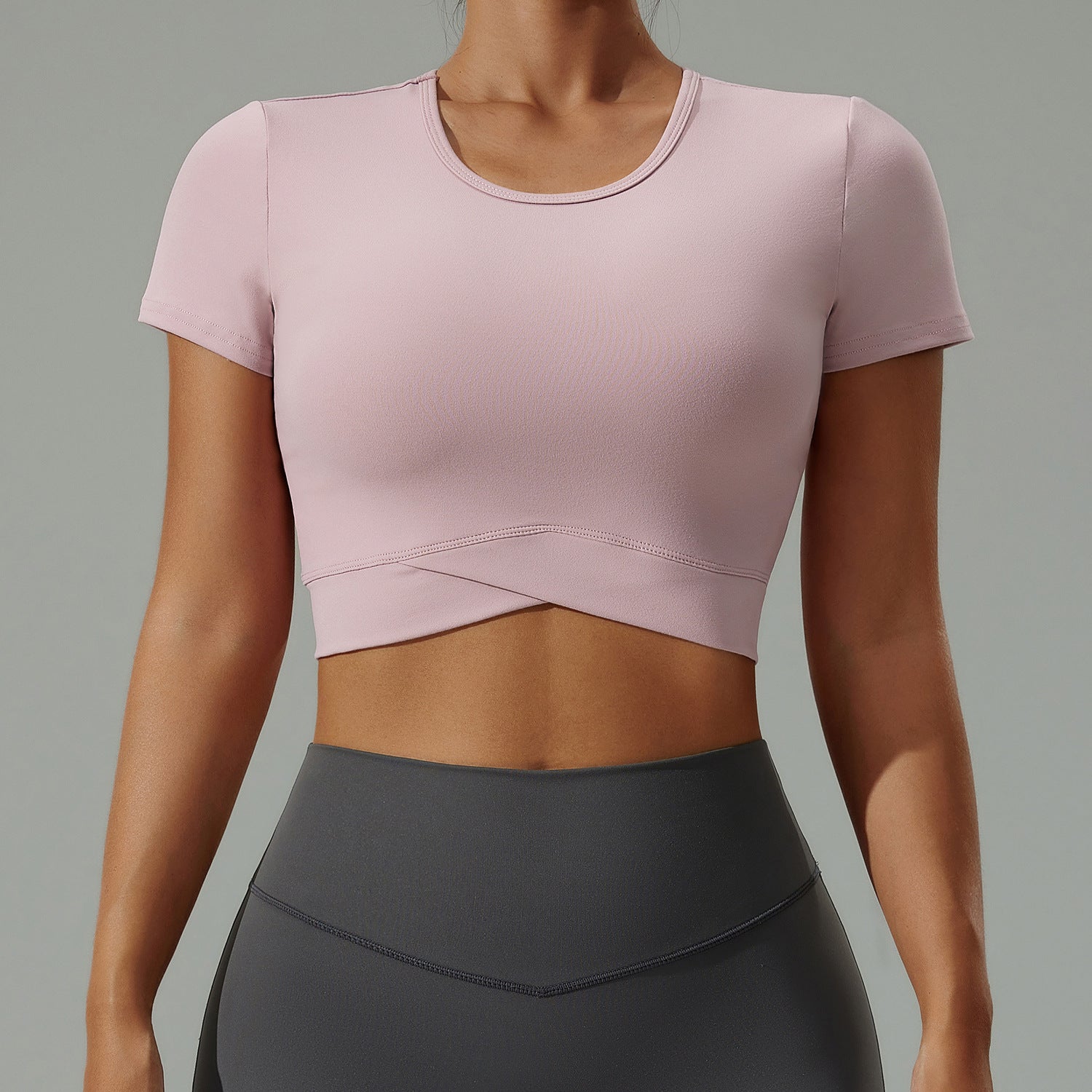 Plush Crossover Hem Cropped Sports Top