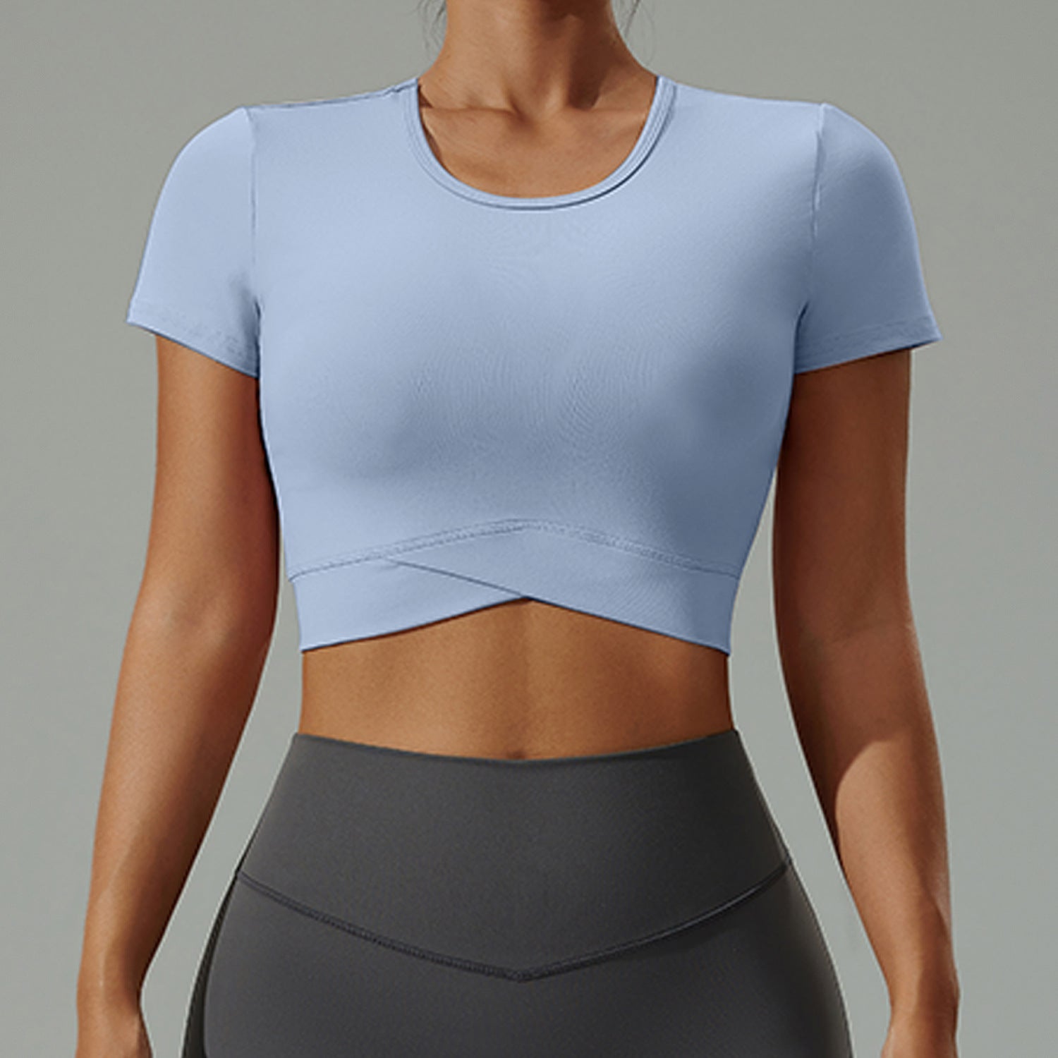 Plush Crossover Hem Cropped Sports Top